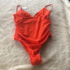ISSUMMER Orange one piece bathing suit new